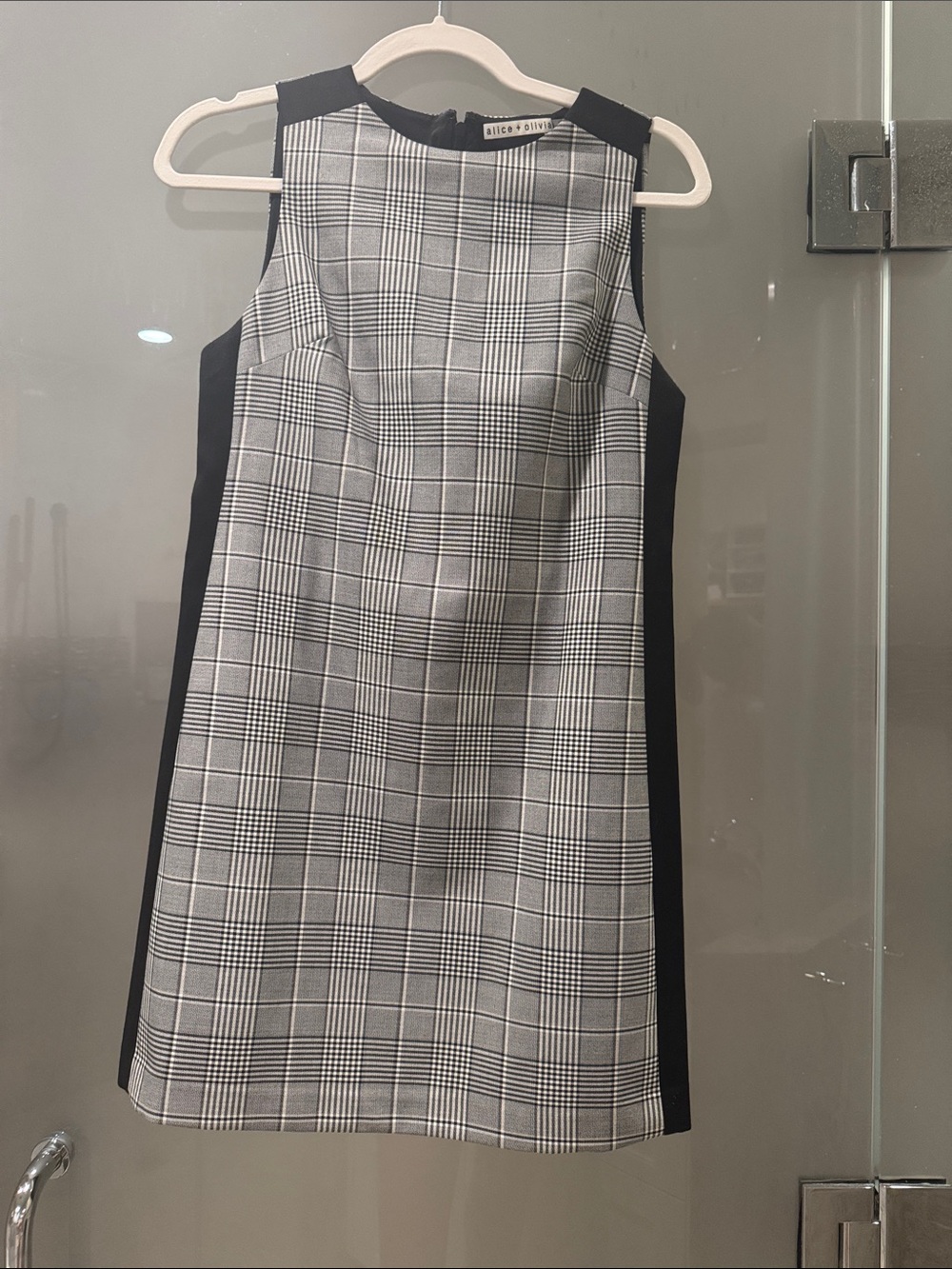 Alice & Olivia Black & Gray Plaid Sheath Dress
